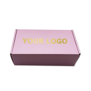 Caja de Envío Personalizada de Lujo con Logotipo en Lámina Plateada y Dorada Brillante de 2 mm, Embalaje Corrugado para Extensiones de Cabello, Caja de Envío Rosa - Product Image 3