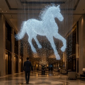 Lampadario di Lusso Moderno Personalizzato a Forma di Cavallo in Cristallo, Altezza Regolabile per Hall di Hotel, Villa, <span class=keywords><strong>Sala</strong></span> Espositiva - Product Image 2