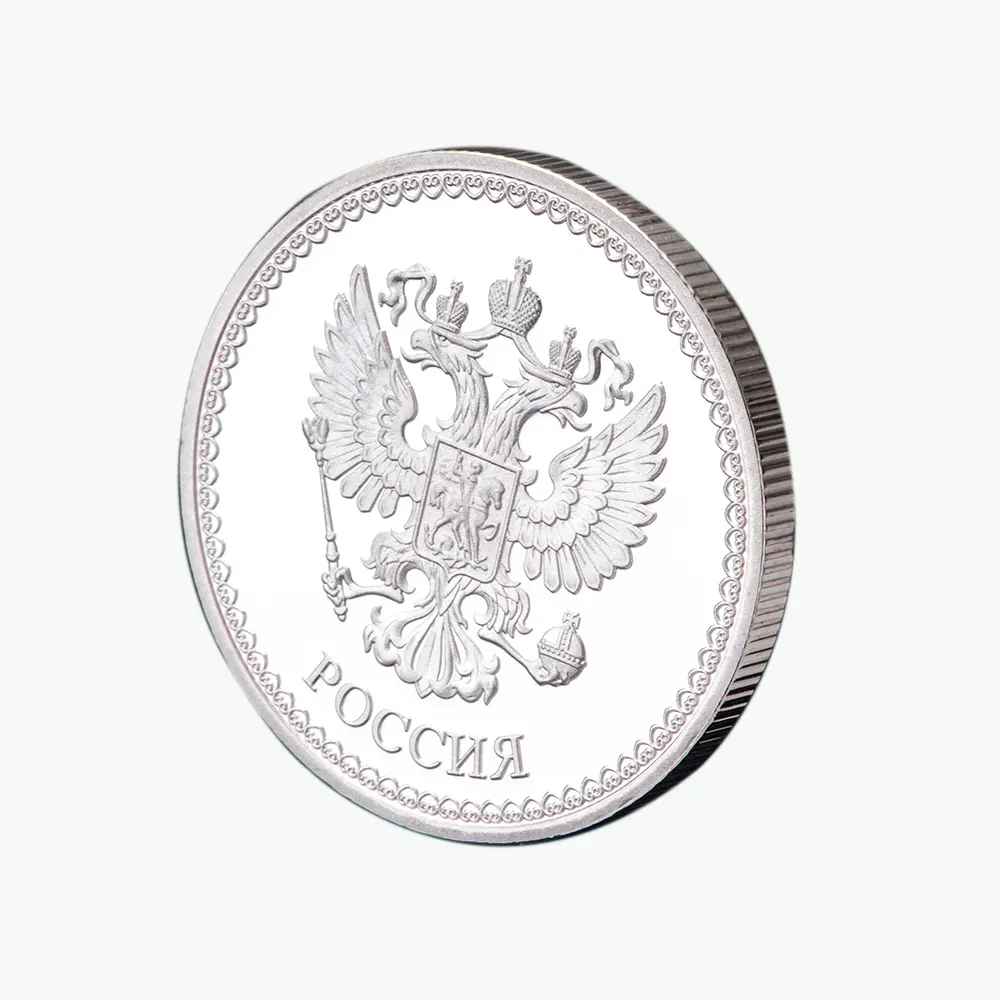 Diseño personalizado Silver Metal 2D 3D Logo Aleación de zinc Precio bajo pedido de monedas de plata a granel Eagle Castle Silver Coin