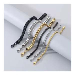 Venta al por mayor de pulseras de cadena cubana de acero inoxidable, pulsera de pareja de escamas de pescado positivas y negativas, joyería de cadena de quilla de hip-hop - Product Image 1