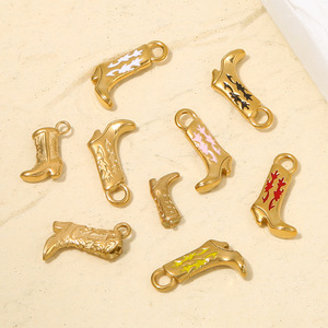 Western Cowboy <b>Boot</b> Pendant PVD 18K Gold Plated Stainless Steel Charms Bracelet Necklace Jewelry DIY Making Gift | Waterproof - Product Image 4