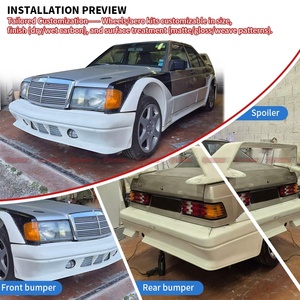 Giá Tốt Nhất Chất Liệu FRP Nâng Cấp Để Evo Phong Cách Cơ Thể Kit Đối Với Mercedes Benz C Class W201 190E Phía Trước Phía Sau Bumper Side Váy Spoiler - Product Image 4