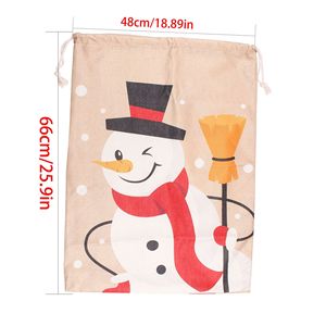 Grand sac de rangement de Noël tissé de 66 cm, imprimé de dessins de Noël, sac cadeau à cordon - Product Image 5