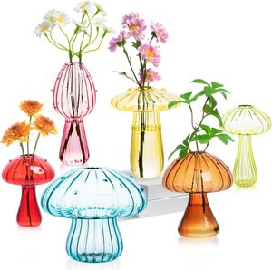 Lindo Florero de Vidrio con Forma de Hongo para una Sola Rosa, Florero de Vidrio para Centro de Mesa, Decoración para el Hogar, Bodas, Dormitorio, Sala de Estar - Product Image 1