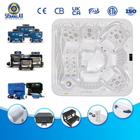 Baignoire Balboa à remous en acrylique haut de gamme pour 6 personnes, spa extérieur moderne et écologique avec 91 jets en acier inoxydable et éclairage LED