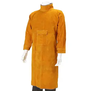 Heat & Flame-Resistant Heavy Duty Split Cowhide Leather Welding Jacket Anti-Scalding Apron Argon Arc Insulation Work Overalls