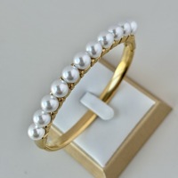 Nouveau Bracelet Manchette Tendance pour Femme en Acier Titane Plaqué Or 18K, Polyvalent, Étanche, en Acier Inoxydable, Zircon et Perle, Style Mode