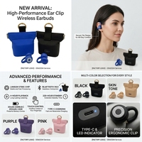 Écouteurs sans fil Bluetooth 6.0 à clip d'oreille, casque audio ouvert, rechargeables USB-C, pour le sport, la course, les voyages et les trajets quotidiens