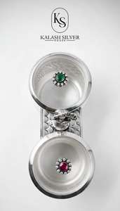 Ensemble de récipients à fruits secs en argent artisanal avec couvercles décoratifs, bocaux de rangement de qualité supérieure pour cadeaux, Pooja et décoration intérieure - Product Image 6