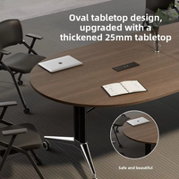 Table de conférence pliante en bambou Mekia, design moderne et minimaliste, mobile, 10 places, pour bureau, salle de réunion, extérieur