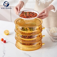 Lot de 4 couvercles alimentaires empilables réutilisables en plastique transparent, anti-poussière et anti-insectes, lavables