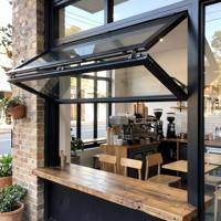 Ventana Plegable de Aluminio, Ventanas de Vidrio Plegables Verticales Americanas, Ventana Plegable con Rejilla Enrollable, Recubierta de Polvo, para Bares, Cafeterías