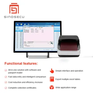 Sinosecu เครื่องสแกนเนอร์ตัวแทนการท่องเที่ยวระบบการป้อนข้อมูลหนังสือเดินทางซอฟต์แวร์แบบ all-in-one โซลูชั่นอ่านหนังสือเดินทาง