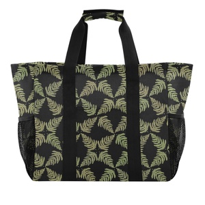 Bolsa de Playa de Gran Capacidad, Diseño Personalizado, Diseño Hawaiano con Estampado de Helecho, Bolsa para Ropa Sucia, Cesto Plegable para Ropa Sucia - Product Image 2