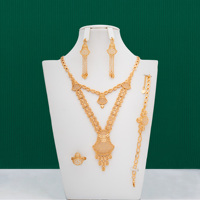 Ensemble de bijoux de mariée islamique plaqué or 14 carats de luxe pour femmes, occasions de fiançailles et de mariage, fabriqué en Chine