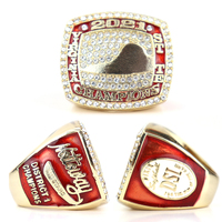 Bague de championnat de baseball nationale Shell Sports Youth personnalisée avec alliage plaqué or à réglage circulaire pour les occasions de fête