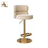 Chaise de bar dorée de style moderne, bistrot, café, hôtel restaurant, chaise haute de luxe à structure métallique et cuir, meubles ajustables