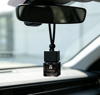 Flacon diffuseur de parfum suspendu carré vide de 8 ml, transparent dégradé noir, avec bouchon en bois, personnalisable