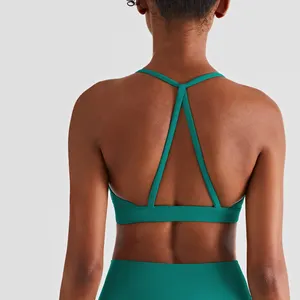 Open Back Sports Bra Alta Elastic Seamless Confortável Fitness Atlético Feminino Yoga Bra