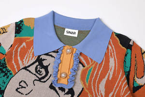 Maglioni Corti da <span class=keywords><strong>Donna</strong></span> con LOGO Personalizzato, Design Jacquard a Maniche Corte, Maglieria Estiva, Pullover Lavorato a Maglia - Product Image 6