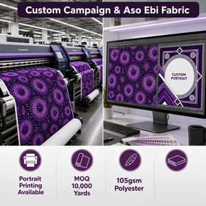 Tissu Aso Ebi 100% Polyester, Impression Personnalisée pour Campagne Électorale, Double Face, 6 Yards, Violet, Nigéria - Product Image 3