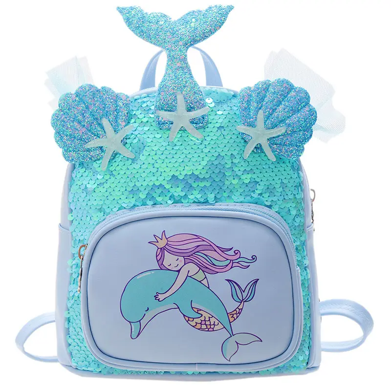 New sequined mermaid backpack student school bag cartoon cute girl backpack