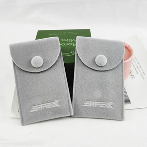Bolsas de Joyería de Lujo Personalizadas Ecológicas de Microfibra de Ante Sintético con Cierre a Presión para Pendientes - Product Image 1
