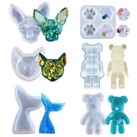 Moule en silicone transparent pour époxy, motif patte d'ours, patte de chat, queue de sirène, pour porte-clés, gelée, sucre, chocolat, fondant - Vente chaude