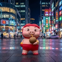 Logo gonflable personnalisé Pig Hero avec cape, personnage de dessin animé personnalisé pour l'activation de marque et les promotions