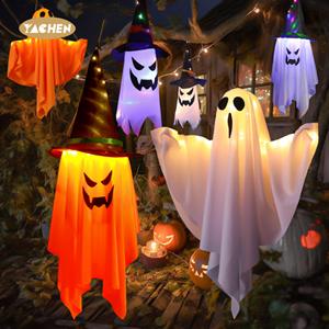 YACHEN Luces LED Colgantes de Sombrero de Bruja Fantasma Brillante para Fiesta de Halloween, Decoraciones para Árboles de Jardín al Aire Libre, Funciona con Pilas de Botón, FCC - Product Image 1