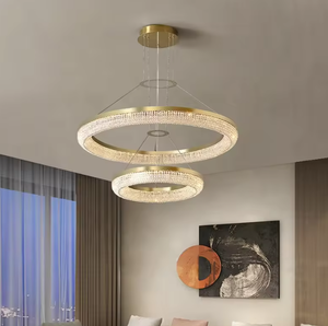 Zèle Éclairage Creative Composé Or Cristal Anneau LED Lustre suspendu cercle pendentif lumière - Product Image 1