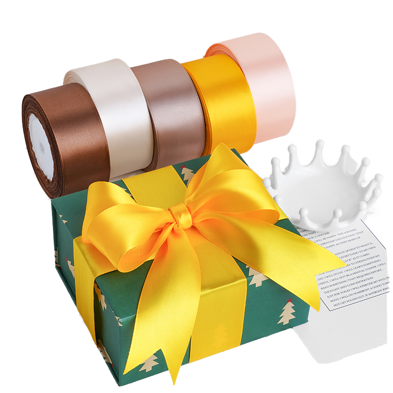 Wholesale Eco-Friendly Metallic 4cm Polyester Ribbon Colorful Christmas Gift Decoration Wedding 25 Yards Packaging Boxes Flower