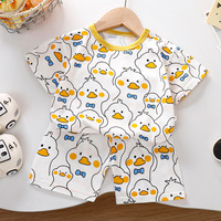 Combinaisons d'été pour enfants à motifs de dessins animés, à manches courtes, adaptées aux garçons et aux filles, respirantes et confortables