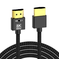 Câble HDMI 2.1 ultra-fin A221-3 8K durable, plaqué or, gaine en PVC tressé, pour projecteur, pour jeux vidéo et streaming vidéo
