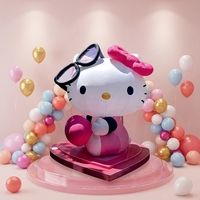 Chat gonflable géant avec un nœud, une figurine gonflable blanche surdimensionnée, idéale pour les présentoirs de vente au détail et les occasions photo