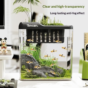 Acquario Moderno Piccolo per Pesci Rossi e <span class=keywords><strong>Tartarughe</strong></span>, in Plastica e Vetro Trasparente, per Uso Interno in Soggiorno, Ufficio o Scrivania - Product Image 5