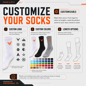 Chaussettes de sport personnalisées en jacquard avec logo, mi-mollet, pour hommes, pour la gym et la course, chaussettes athlétiques personnalisées en coton respirant - Product Image 3
