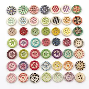 Sıcak satış renkli ahşap düğmeler el yapımı malzeme paketi boyama toptan boyalı ahşap düğmeler