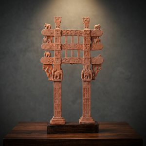 Modèle d'archéologie historique indienne : Sculpture de style du Ier siècle avant J.-C. représentant la Porte Torana du stupa de Sanchi - Product Image 1