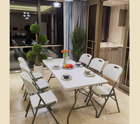 Table pliante intérieure et extérieure pliée en deux pour événements de mariage, 6ft 180cm, facile à transporter