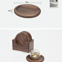 Ensemble de sous-verres ronds en bois, sous-verres résistants à la chaleur en noyer noir et hêtre, sets de table pour tasses à café et tasses à thé