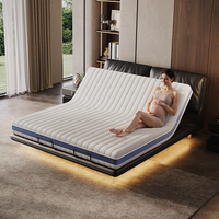 Lit Électrique Intelligent Double Sleep Magic Cube en Cuir Oreille d'Éléphant, Cadre Flottant King Size, Sélection Préférée des Villas
