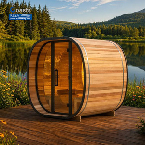Sauna de Barril de Cedro Rojo Resistente a las Termitas con Vidrio Panorámico, CE Smart WiFi 220V, para Techo, DDP <span class=keywords><strong>Asia</strong></span>, Resort, Villa, <span class=keywords><strong>Spa</strong></span> - Product Image 1