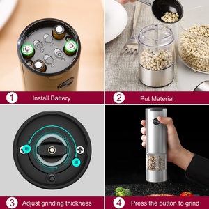 Moulin à poivre électrique portable à batterie, prix d'usine, moulin à poivre automatique en acier inoxydable - Product Image 5