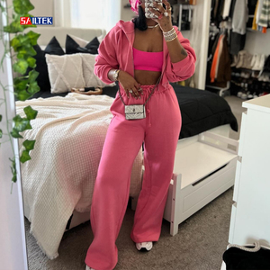 2025 <span class=keywords><strong>di</strong></span> <span class=keywords><strong>tendenza</strong></span> del prodotto <span class=keywords><strong>di</strong></span> alta qualità 2 pezzi Set personalizzato due pezzi con Zip e pantaloni da Jogger Set da donna - Product Image 2