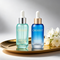 Flacon compte-gouttes en verre à épaule plate de 30 ml, emballage cosmétique épais, flacon compte-gouttes en verre pour huile capillaire et sérum avec sérigraphie givrée