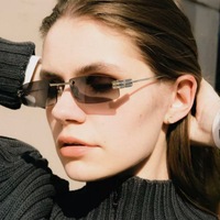 Nouvelles Lunettes de Soleil Rectangulaires Sans Monture en Métal Style Européen et Américain Inspirées d'Instagram, Protection UV400 Non Polarisées, Unisexe 2026