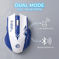 Souris de jeu sans fil de style mécanique, double mode 2.4G+BT, souris ergonomique silencieuse rechargeable pour PC, ordinateur portable, joueurs