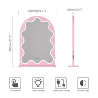Miroir de Maquillage LED Rose Lumineux 500x700 mm avec Arche et Éclairage Intégré pour Coiffeuse – Fournisseur en Gros de Produits en Fer