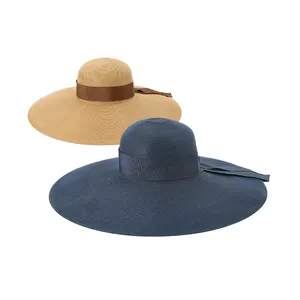 Linglong Wholesale Sombreros De Paja 60Cm Wide Brim Oversized Summer Straw Hats For Women Beach Sun Hat